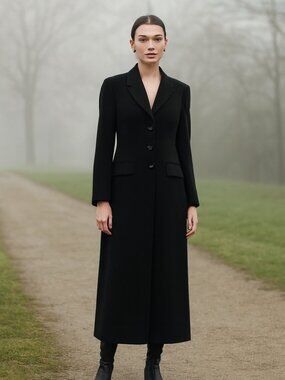 B Bennett Black trench outercoat Size 10, Extra Long Lightweight